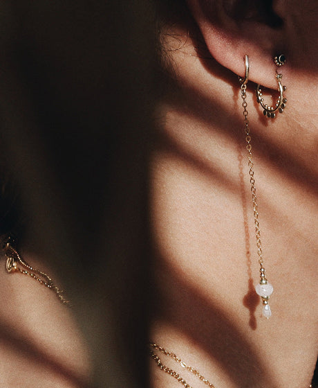 Memorial cremation earring, ashes encased in glass